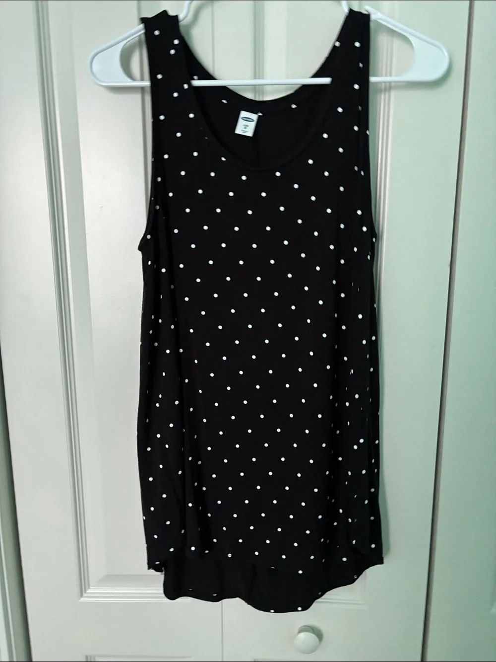 Old Navy Black Tank Top with White Polka Dot. Apt 9 Green and Beige Top. Both M